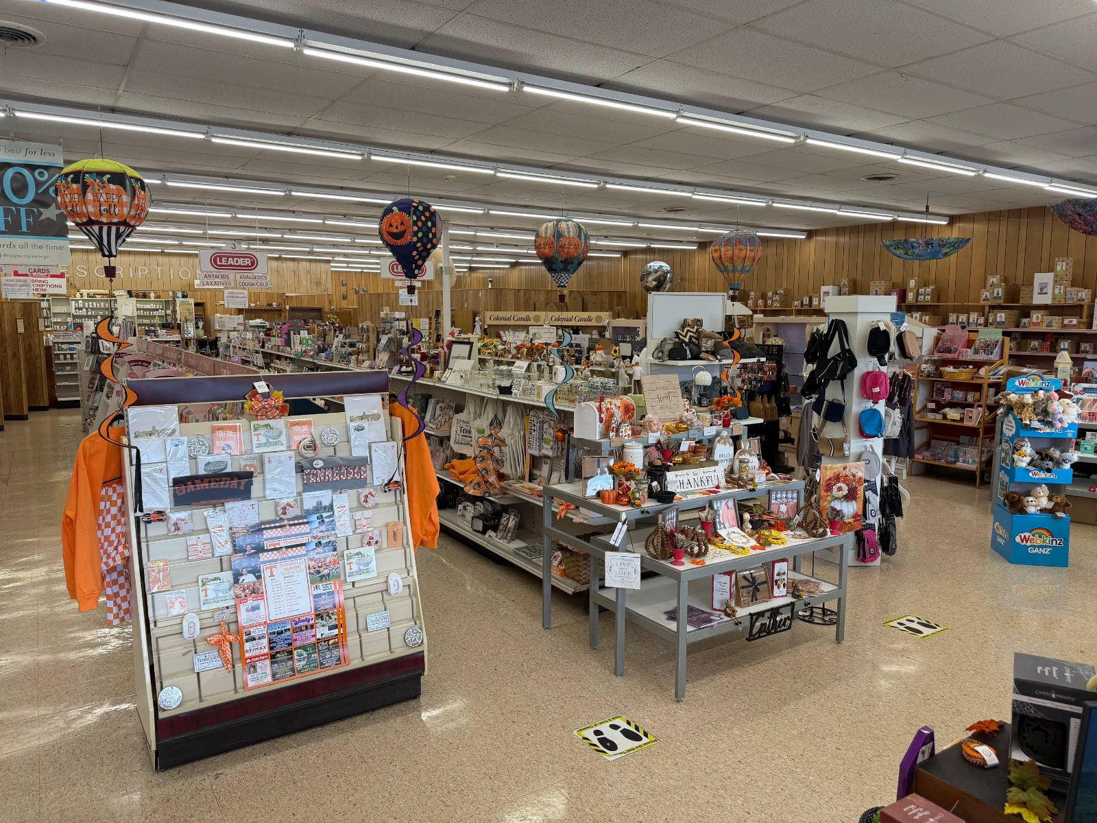 Inside U-Save’s Gift Center, with greeting cards, seasonal decorations, and gift displays